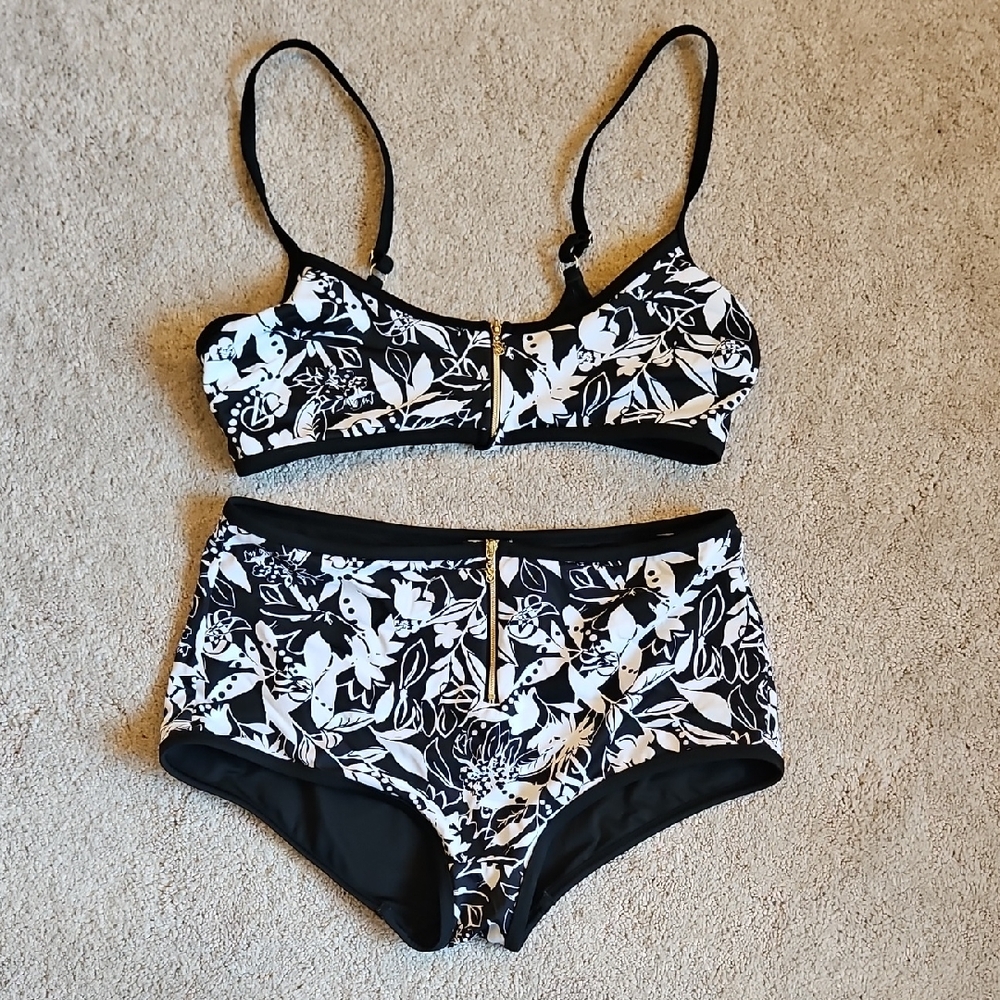 Victoria's Secret Black and White Floral Bikini